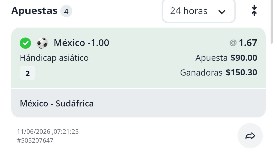 JuanCuaucli's tweet photo. @BernardoPicks @AguilaPick Lo bueno de cerrar apuesta @BernardoPicks @AguilaPick 🇲🇽🇿🇦 muy buenos parlays amigos https://t.co/vLlFQVEyOt