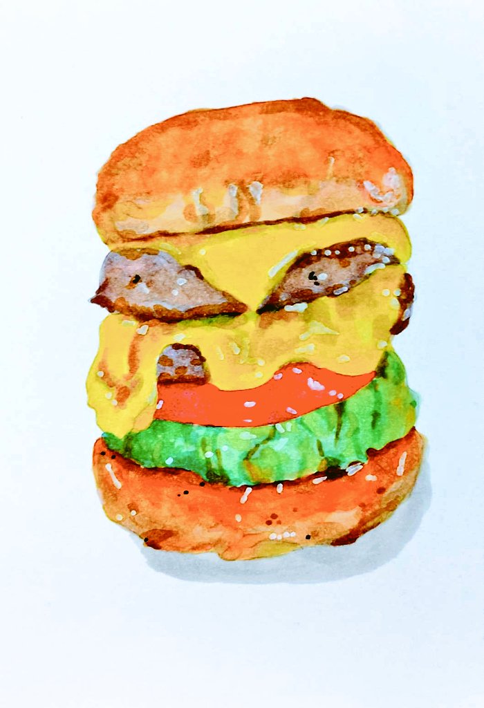 matsurin_ryouri's tweet photo. 『ハンバーガー』を、コピックで、描きました。
#ハンバーガー　#コピック　#illustration　#みんなで楽しむTwitter展覧会　#copicart　#イラスト好きな人と繋がりたい https://t.co/lcBeFnUvW2
