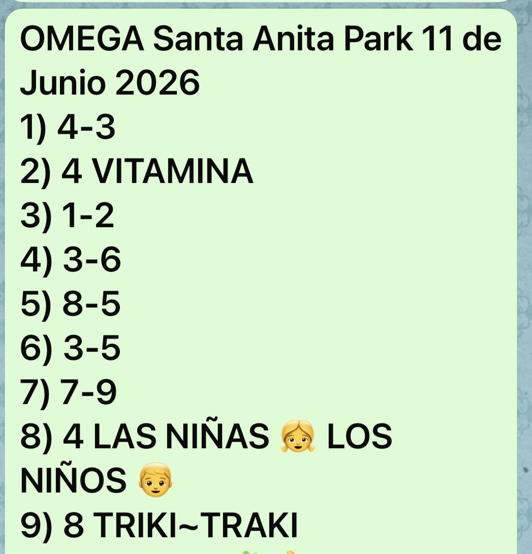 los300finales's tweet photo. Agarra DATO con OMEGA: 
De 5-5 en @santaanitapark y a partir de la 6ta carrera CANCELADO el resto del programa de hoy jueves https://t.co/1WYLjHpYZF