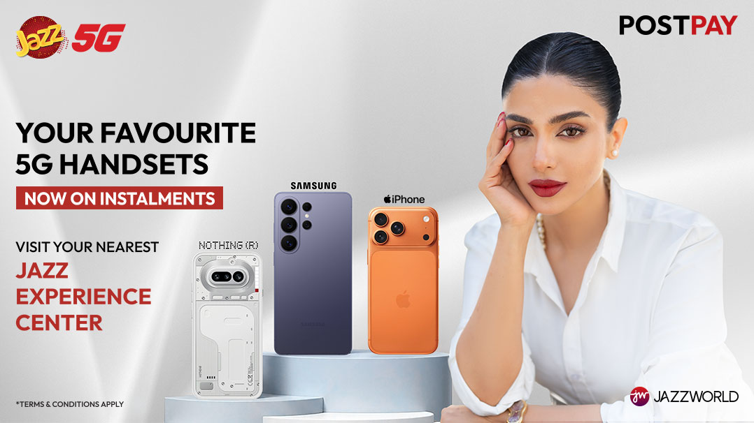 jazzpk's tweet photo. Get the 5G handset you've been eyeing on instalments with PostPay by Jazz. Visit your nearest Jazz Experience Center and bring yours home today. 
#LetGoWithPostpayByJazz https://t.co/wZkcJueQkM