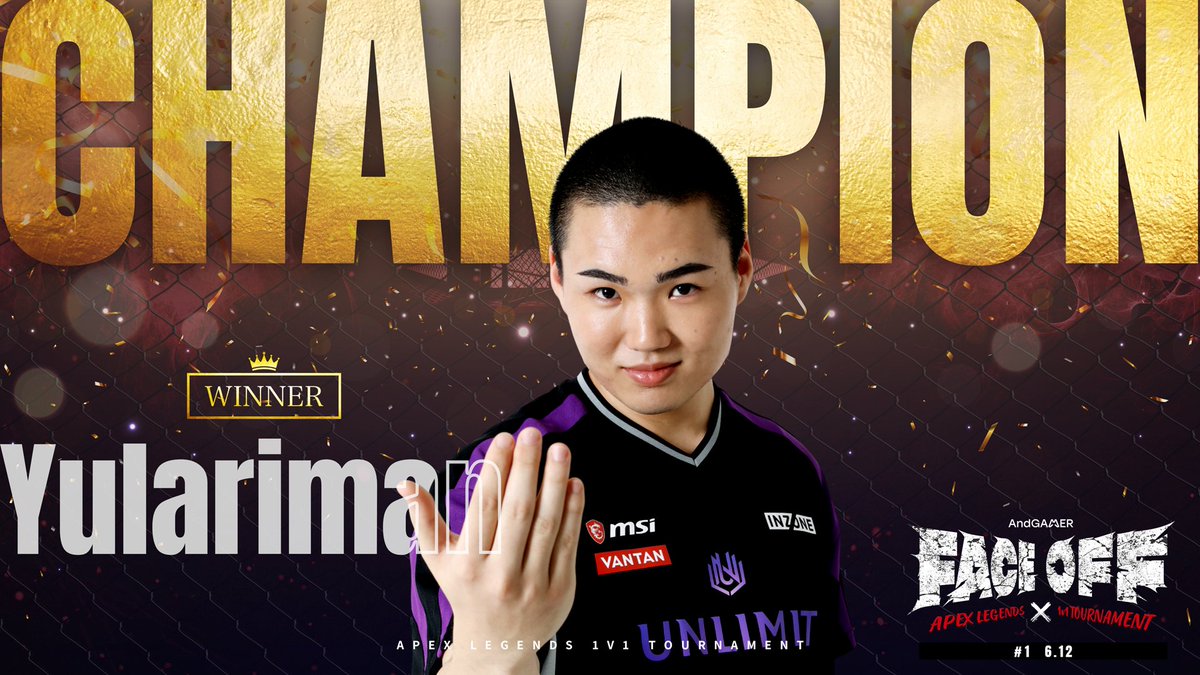 VoidGamingJP's tweet photo. AndGAMER Face OFF #1
-Apex Legends 1v1 Tournament-

初代チャンピオン！👏👏
🏆 ゆらりまん (@yulariman)

ご覧いただいた皆様、ありがとうございました！

・海外PAD選手の招集
・他タイトルへの展開
今後はさらに様々な形式で #2 ��開催も計画中...？🤔

「こんな企画が見たい！」
「この選手を呼んでほしい！」
など、ぜひ教えてください💬

▼ アーカイブはこちら
https://t.co/s1tSUUuFbE

#AndGAMERFaceOFF