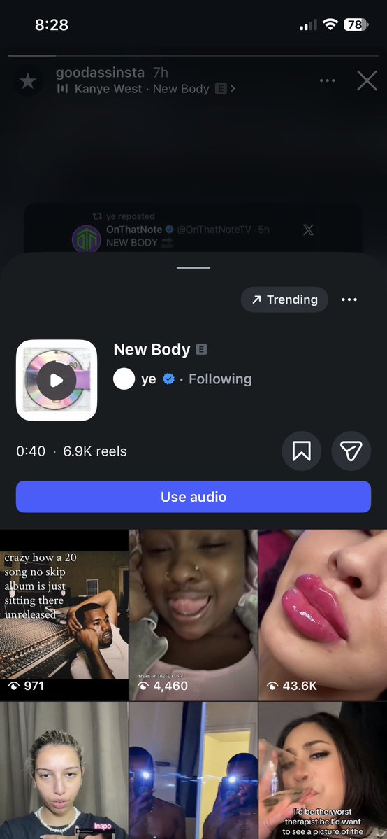 lev23o's tweet photo. New Body has ye as its artist… has this always been like that or is it new? https://t.co/uf8y9Tut2R