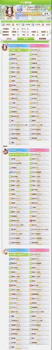 KghRs5's tweet photo. 白42、レース因子含めて70緑10種、目覚め込みで高効率29です。

全体は

白は42ー41ー42で合計125

70緑は10ー12ー10種

高効率は29ー24ー24

他に候補ができなければマイル3にします。

ナリタブライアンと相性が良いです、ぜひお使いください🙇

#ウマ娘因子　#技能試験因子　#70緑　#高効率 https://t.co/tqnFn22I3c