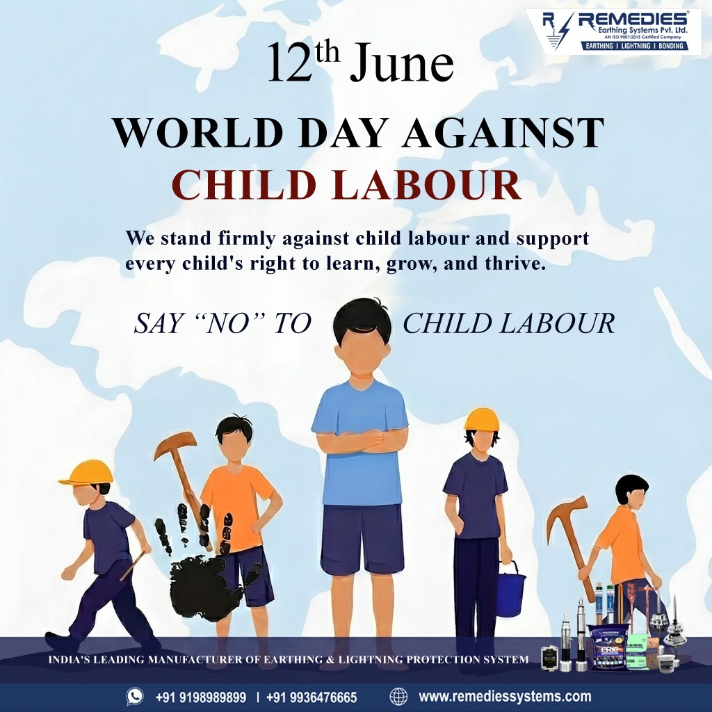RemediesLko's tweet photo. World Day Against Child Labour | Remedies Earthing Systems Pvt. Ltd.

On 12th June – World Day Against Child Labour, Remedies Earthing Systems Pvt. Ltd. reaffirms its commitment to a world where every child is free to learn, dream, and thrive.

#WorldDayAgainstChildLabour #RESPL https://t.co/b1Scasbr3Q
