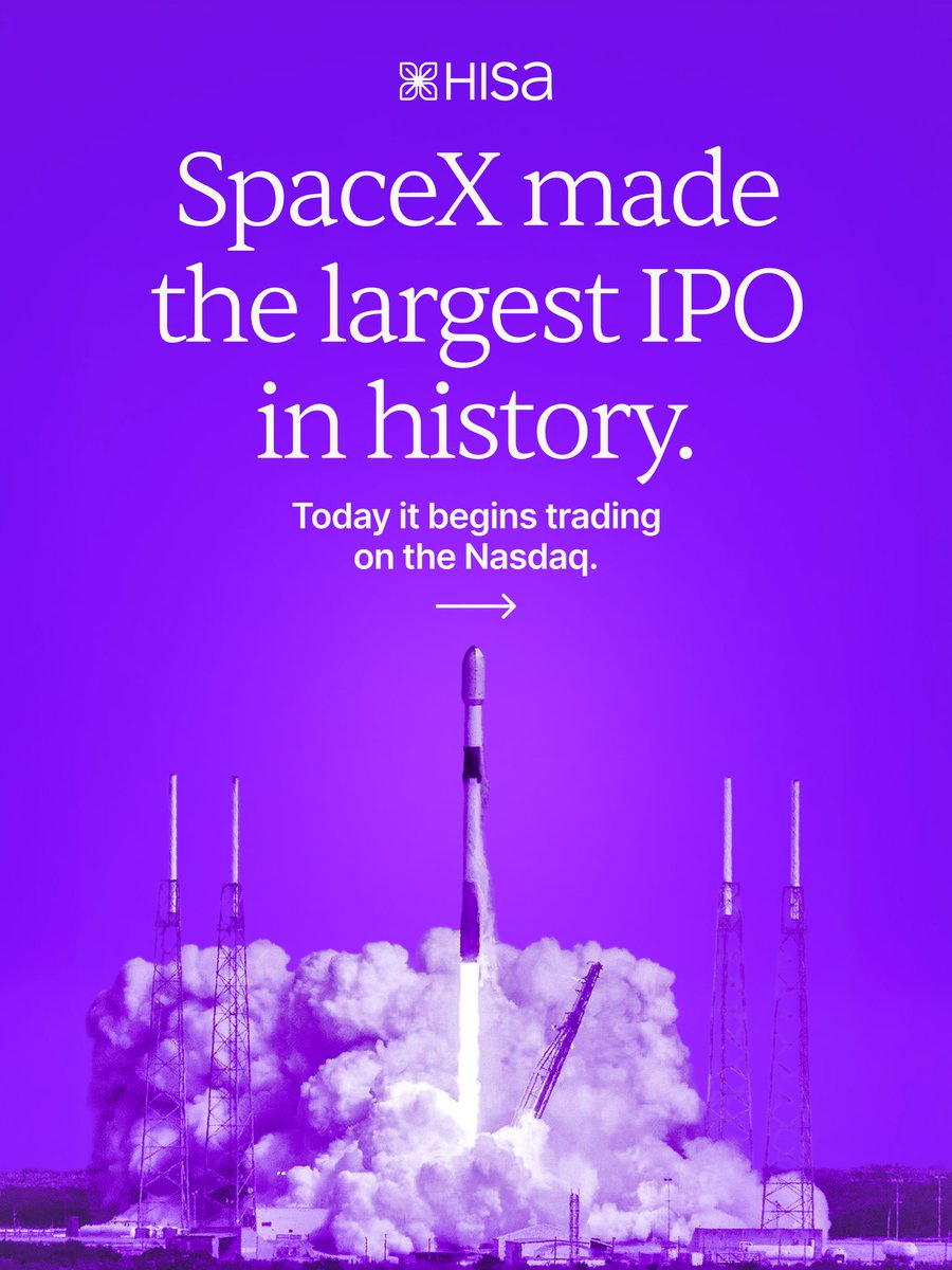 hisanigeria's tweet photo. SpaceX just completed the largest IPO in history.

$75 billion raised. 555.6 million shares priced at $135 each. 

Today,  you can start trading this on Hisa. https://t.co/P9KEIW9llU