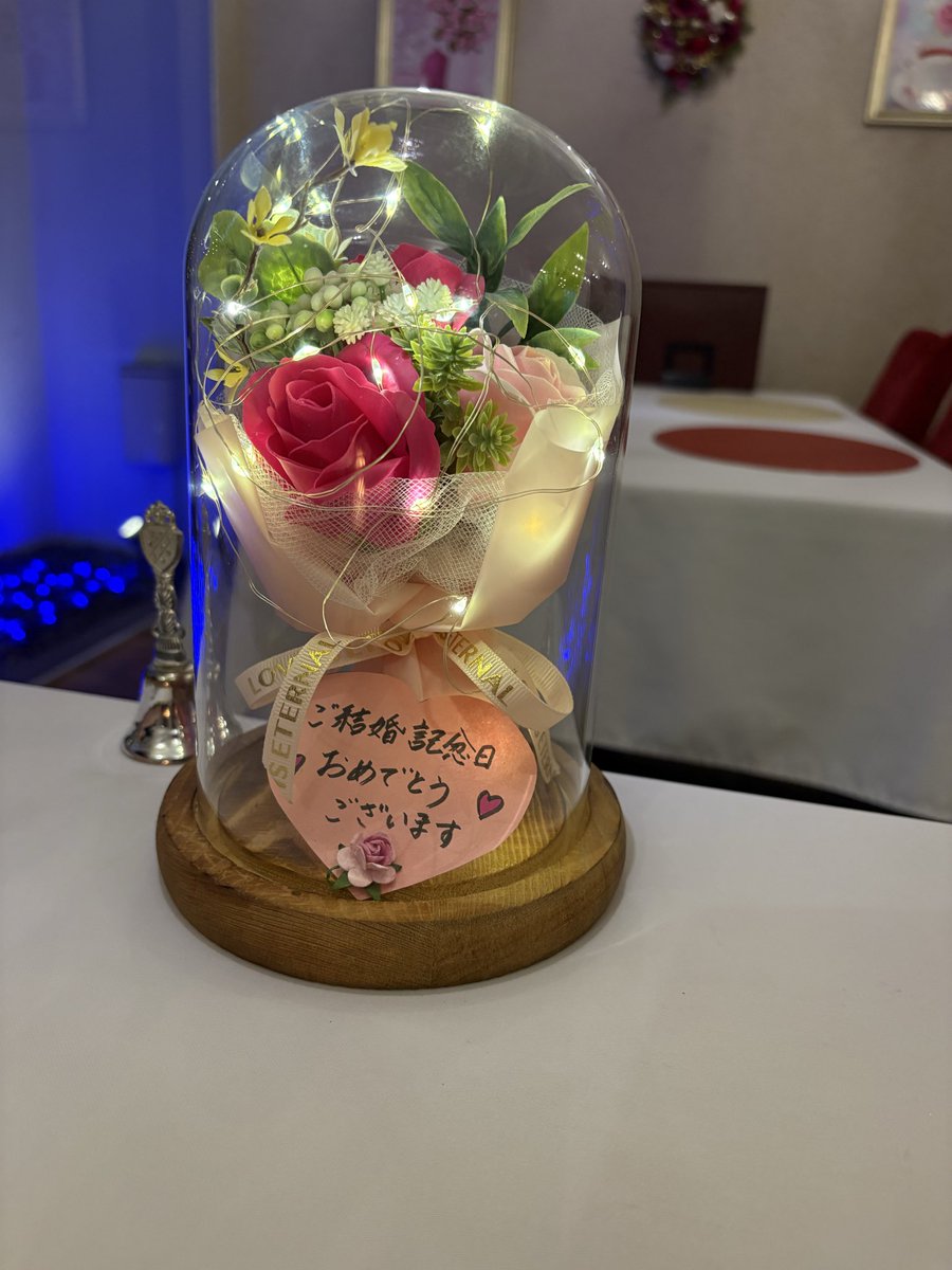 223n's tweet photo. 結婚記念日なので琥珀でディナー。
何も言ってなかったのに店員さんは確か結婚記念日ですよね？って準備してくれてた。 https://t.co/8WAIC1iLV3