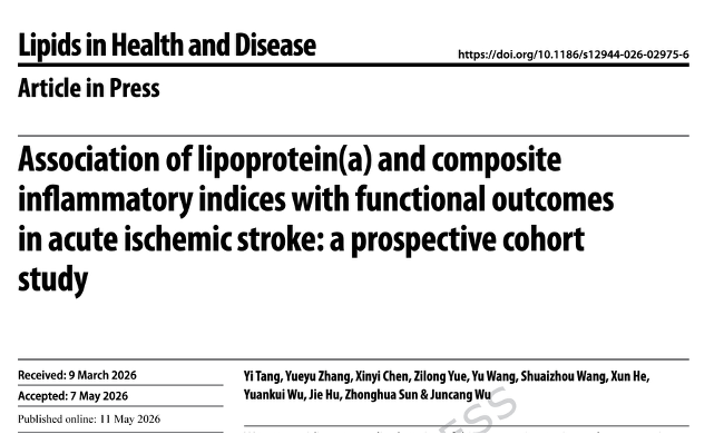 cherskams's tweet photo. Elevated Lp(a) is associated with poorer recovery after acute ischemic stroke. Patients with both high Lp(a) and high inflammation had the worst outcomes.
https://t.co/OrBsQUqiKQ
#LpA #Stroke #Atherosclerosis #Inflammation #Cardiology #Neurology #Lipidology #ASCVD https://t.co/qXBhJFkV3K