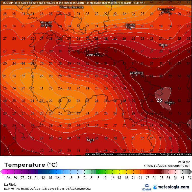 lariojaMeteo's tweet photo. Repunte térmico en #LaRioja de cara a este fin de semana, las temperaturas se moverán entre los 35-37 grados en el Valle del Ebro 🥵🥵

Por la tarde crecerán nubes de evolución en la Ibérica sobre todo de cara al Domingo ... ⚡

Lo seguiremos en #LaRiojaMeteo https://t.co/HKRL7XHZE6