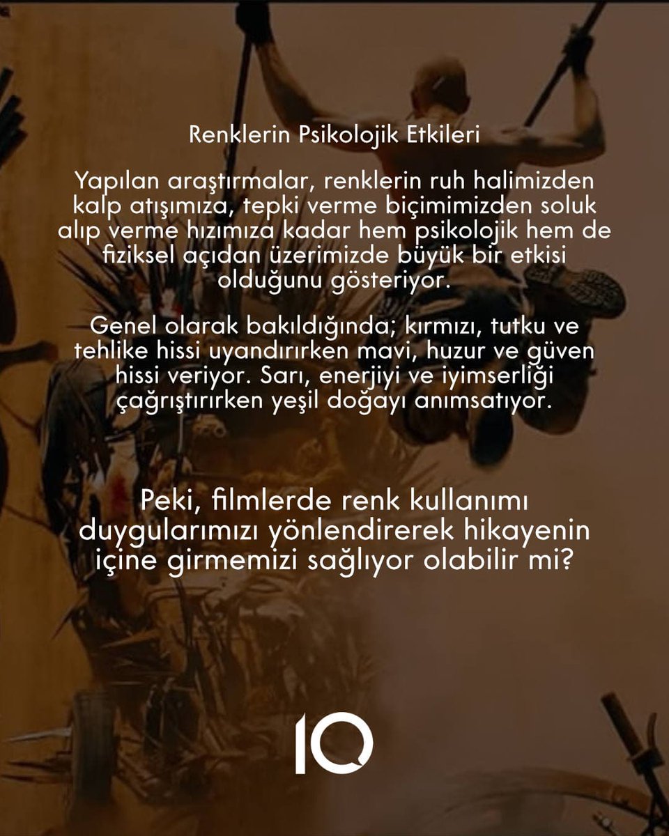 10laayn's tweet photo. Yapılan araştırmalar, renklerin ruh halimizden tepki verme biçimimize kadar birçok açıdan üzerimizde etkisi olduğunu gösteriyor.

Peki, filmlerde renk kullanımı duygularımızı yönlendirerek hikayenin içine girmemizi sağlıyor olabilir mi?

https://t.co/ShKiYqYefb

#sinema #film https://t.co/fuhZcGTdtd