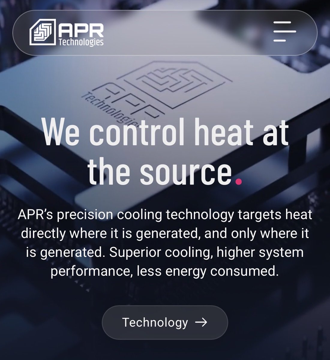 ekroth's tweet photo. $APRTEC is a Swedish thermal management company validated in space by NASA and ESA, with a global tech customer integrating its EHD technology into chip-level product development.

Every watt of AI compute becomes heat. In 3D-packaged chips that heat is trapped inside the package, and rack-level cooling cannot reach it. The solution requires a pump small enough to operate at microchannel scale with no moving parts. Mechanical pumps have a physical lower bound on miniaturization. Electrohydrodynamic conduction pumps do not.

APR has spent 15 years developing EHD micropumps for highly demanding thermal environments, including spacecraft qualified by ESA and NASA. Space qualification imposes reliability requirements that are among the most demanding in any industry and are generally more stringent than those found in commercial data center environments. An unnamed global tech company has now integrated APR’s EHD pump into its product development and placed a pilot production order. That moves the relationship beyond pure evaluation.

The confirmatory event is a volume order from the tech customer. It would move APR from a component in a competitive cooling layer to a potential node in near-chip thermal management.

Risks:

•The tech customer remains unnamed and the volume decision is not yet taken. The relationship could stall.

•APR’s space and defense channel runs through ZIHET, which controls production, distribution and customer relationships. The economics accruing to APR remain uncertain.

•Core EHD conduction pumping is prior art from 2003. Patent protection covers specific implementations, not the principle. A well-funded competitor could develop an alternative path.

Position: 

Long, small and a volume order from the tech customer would materially change the size of this position.
