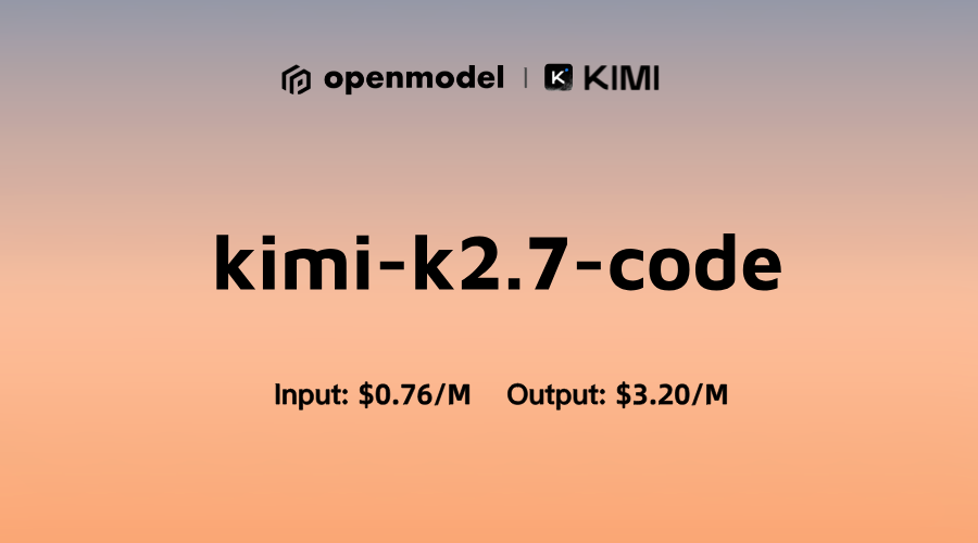 openmodel_'s tweet photo. Kimi K2.7 Code is live on OpenModel!

- Coding-focused agentic model built upon Kimi K2.6
- Substantial improvements on real-world long-horizon coding tasks
- Strengthens end-to-end task completion across complex software engineering workflows
- Improves token efficiency, reducing thinking-token usage by ~30% compared with Kimi K2.6

Try it now :https://t.co/nZrOfl5Aq2