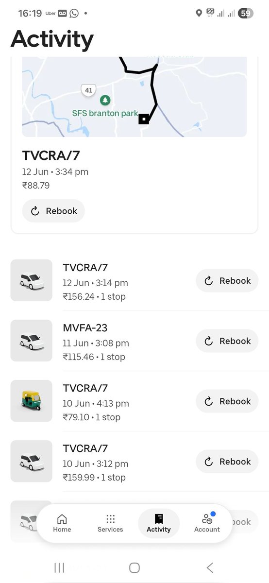 anish109's tweet photo. My activity log (attached) proves the double-charge. Your cab driver dumps my family midway, forcing me to immediately book an Uber Auto to finish the journey. Paying full fare for half a ride PLUS auto charges because your system is broken. Connect me to a human now! https://t.co/mJ9bLPi3o5