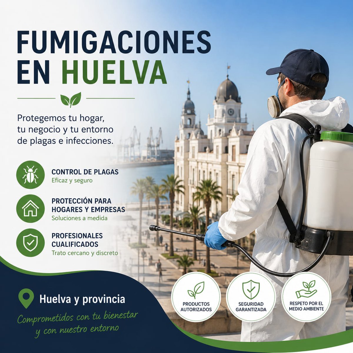 TenePlagas's tweet photo. Teneplagas ofrece control de plagas en Huelva y provincia con técnico desplazándose desde Sevilla en menos de una hora por la A-49. Atendemos urgencias el mismo día en Huelva capital, la Costa de la Luz y los municipios del interior. 

https://t.co/G4x2MVDPTI https://t.co/yfhjrtbFTz