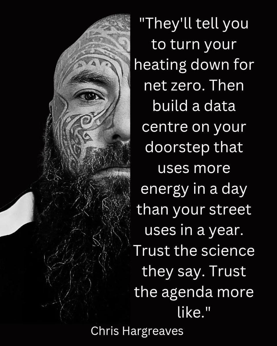 HarveyWall8angR's tweet photo. "They'll tell you to turn your heating down for net zero. Then build a data centre on your doorstep that uses more energy in a day than your street uses in a year. Trust the science they say. Trust the agenda more like."
- Chris Hargreaves -
#DataCenters #ClimateChangeHoax https://t.co/1TpCPHUr5V