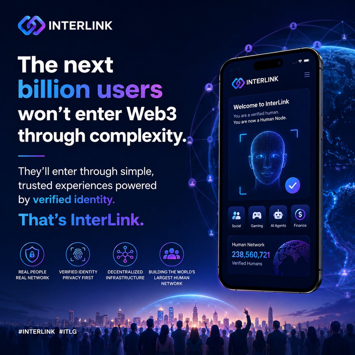 yomioe9e's tweet photo. The next billion users won't enter Web3 through complexity.
They'll enter through simple, trusted experiences powered by verified identity. That's InterLink.
#INTERLINK #ITLG #ILG #ITLX https://t.co/lLvoby8aZ5