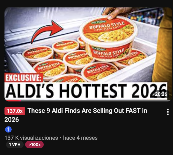 MugarYoutube's tweet photo. No sé que me sorprende más, si un vídeo de 137k de vistas que habla sobre Aldi

O un canal nicho que habla sobre Aldi, y algún supermercado más

No deja de ser un canal sin rostro, pero me demuestra varias cosas

La primera, que en Youtube hay de todo, es decir, que el ser humano siempre quiere cosas nuevas, que según cumple una necesidad surgen otras, y que al final todo puede llamar la atención y tener su público

Y la segunda, que Youtube cada vez se vuelve más exigente, y que no todo vale. En un mercado saturado la calidad va a primar y para ello hay que conocer muy bien a tu público y sus necesidades para compaginarlo con las reglas del juego

Este vídeo sí, ha obtenido 137 mil visitas, pero luego sus vídeos de normal no tienen tanto, analizar qué es lo que quiere tu audiencia y cómo mostrárselo le ayudaría acertar más en los vídeos (dentro de los demás parámetros más que hay en Youtube)

Me ha parecido interesante el vídeo como ejemplo la verdad