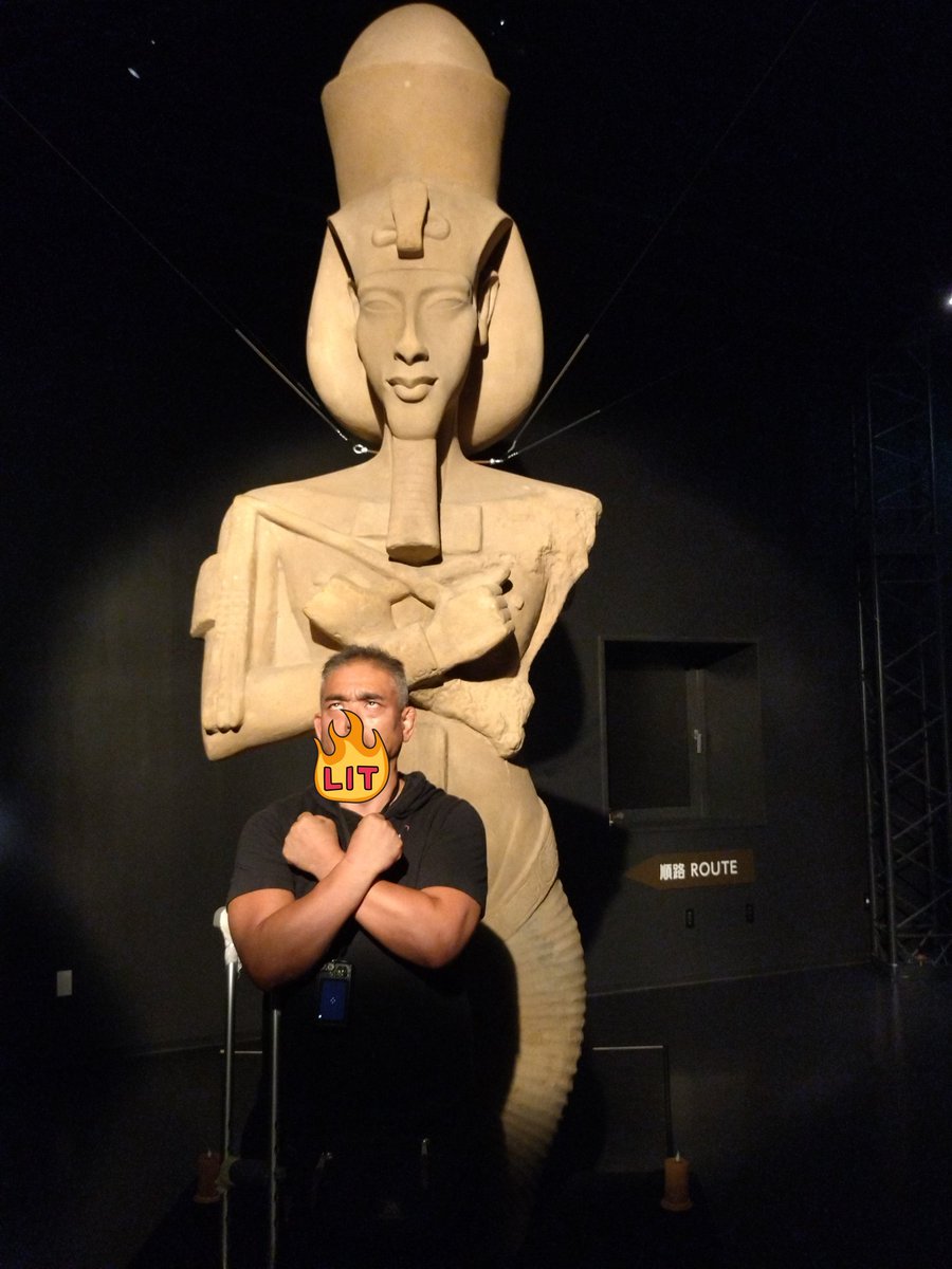 009ebc's tweet photo. エジプトVR体験の直後！
ツタンカーメン展！！
世界に数少ないスーパーレプリカでは有るけど。
本物のマスクは日本には1965年にしか来た事が無いらしい！
家に帰ったらTVでもツタンカーメン特集やってたW
エジプト、ツタンカーメン三昧の1日となりました！W https://t.co/nKnYxeVJ3M