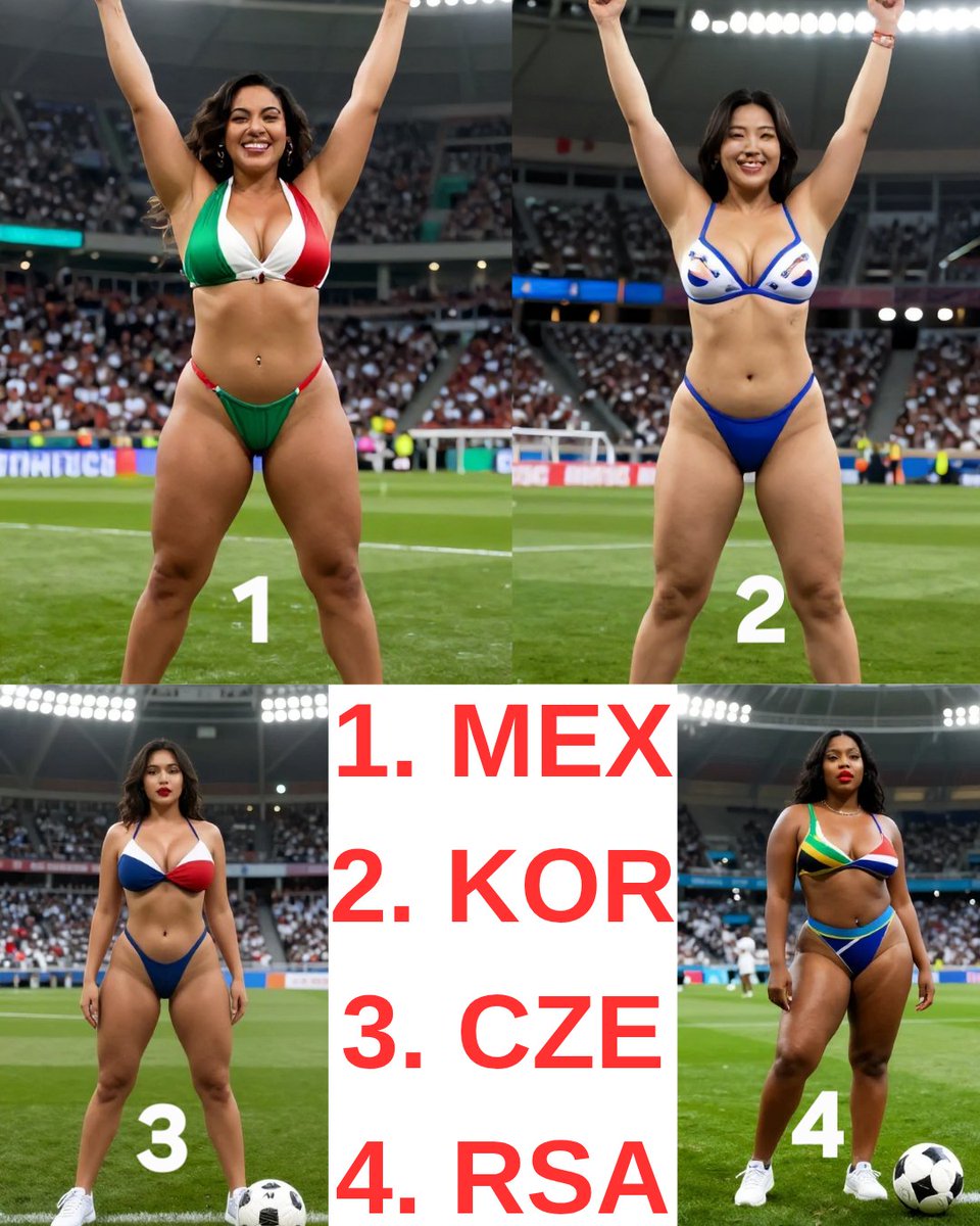 florandre010's tweet photo. GROUP A STANDINGS AFTER ROUND 1! ⚽🔥 Mexico and South Korea secure huge wins and take the lead! 🇲🇽🇰🇷 Czech Republic and South Africa are already under massive pressure. 🇨🇿🇿🇦

​Uncensored galleries in my BIO! 🔞
​#WorldCup2026 #GroupA #Standings #MEX #KOR #CZE #RSA #FootballAI https://t.co/2c80sOBEgL