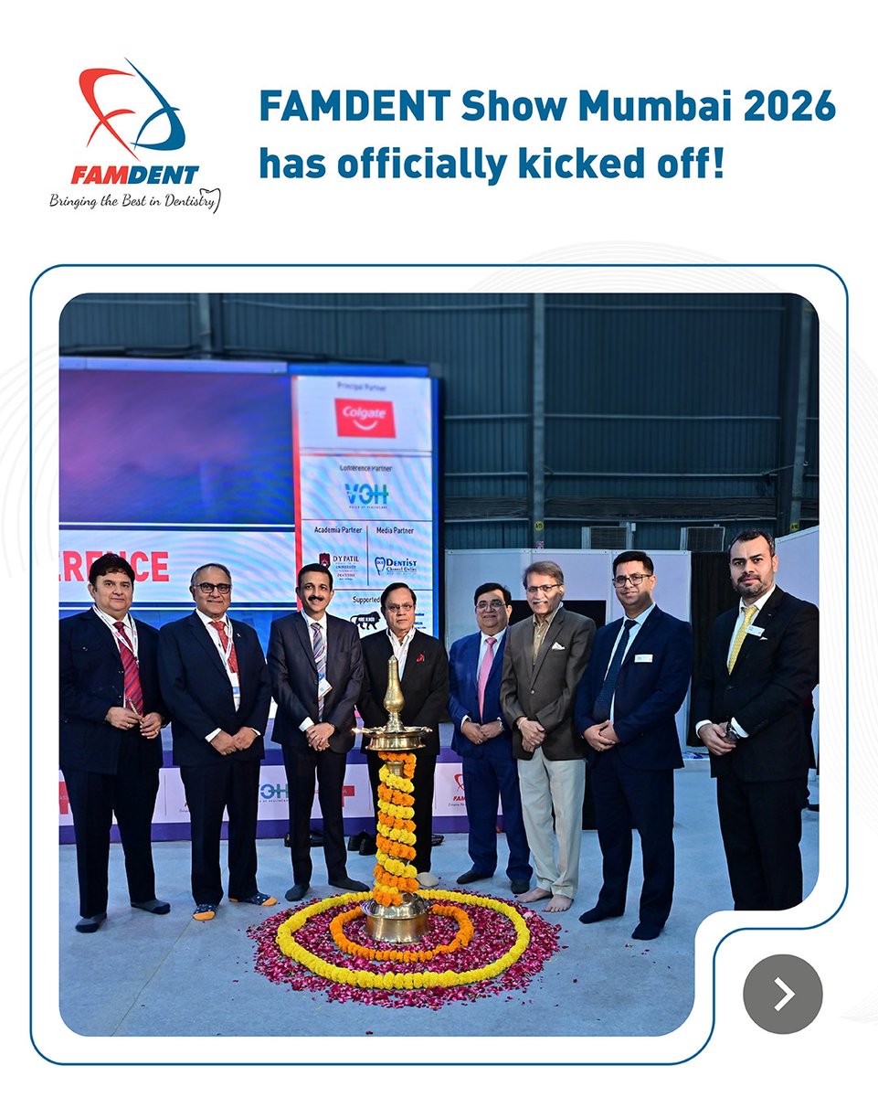 FamdentShow's tweet photo. 🚀 The FAMDENT Show Mumbai 2026 has officially kicked off, setting the stage for an electrifying three days dedicated to advancing dentistry!

This monumental 20th edition promises to be our most dynamic one yet.

Register now: https://t.co/Hvu5rCsbJe

#FAMDENTShowMumbai #Expo https://t.co/AvkRJZSLDT