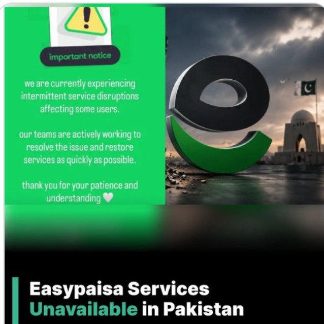 NadeemA59844320's tweet photo. ایزی پیسہ نے سروسز میں تعطل اور تکنیکی مسائل کی باضابطہ تصدیق کردی
کمپنی کا کہنا ہے کہ بعض صارفین کو سروسز کے استعمال میں مشکلات کا سامنا ہے
تکنیکی ٹیم مسئلے کے حل پر کام کر رہی ہے، ایزی پیسہ
#easypaisa
#digitalwallets
#banking https://t.co/jwhDhkYLSo