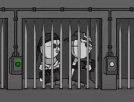 Pearl_Fish_'s tweet photo. I love how they tied the animation in with MPN classic, but i do have to ask...

.why did they keep them in a cage and not kill them out-right? Is it for fun? To poke sticks at them through the bars? https://t.co/y4YQAZtCu8