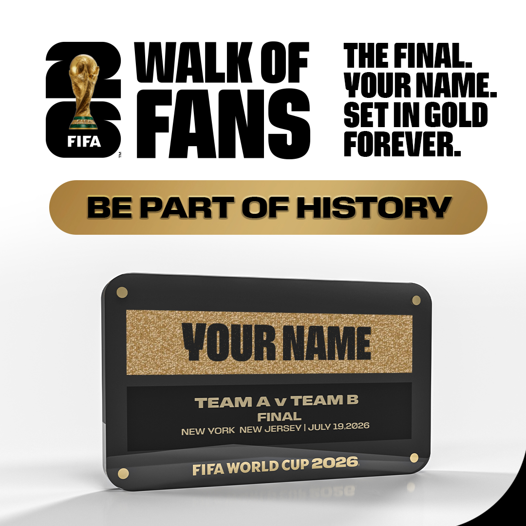 FIFAWorldCup's tweet photo. 🏆 Your name. Their last steps. 

Feature your name on the players' walkout carpet at the FIFA World Cup 2026™ Final and become part of football history. 

A unique opportunity to leave your mark on the biggest match in the world and cherish it forever.