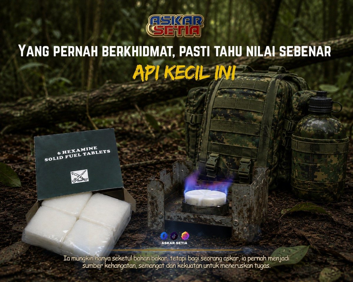 AskarSetia26's tweet photo. "Yang pernah berkhidmat pasti tahu... api kecil ini bukan sekadar bahan bakar. Ia adalah semangat yang terus menyala ketika tubuh keletihan, hujan membasahi bumi dan tugas masih belum selesai. https://t.co/antFRXB9UV
