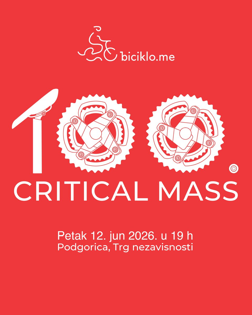 BicikloMe's tweet photo. Mali jubilej za nas 😊 Večeras u Podgorici: #CriticalMass no. 100 🚲🎉 https://t.co/SCUTRM5C1H