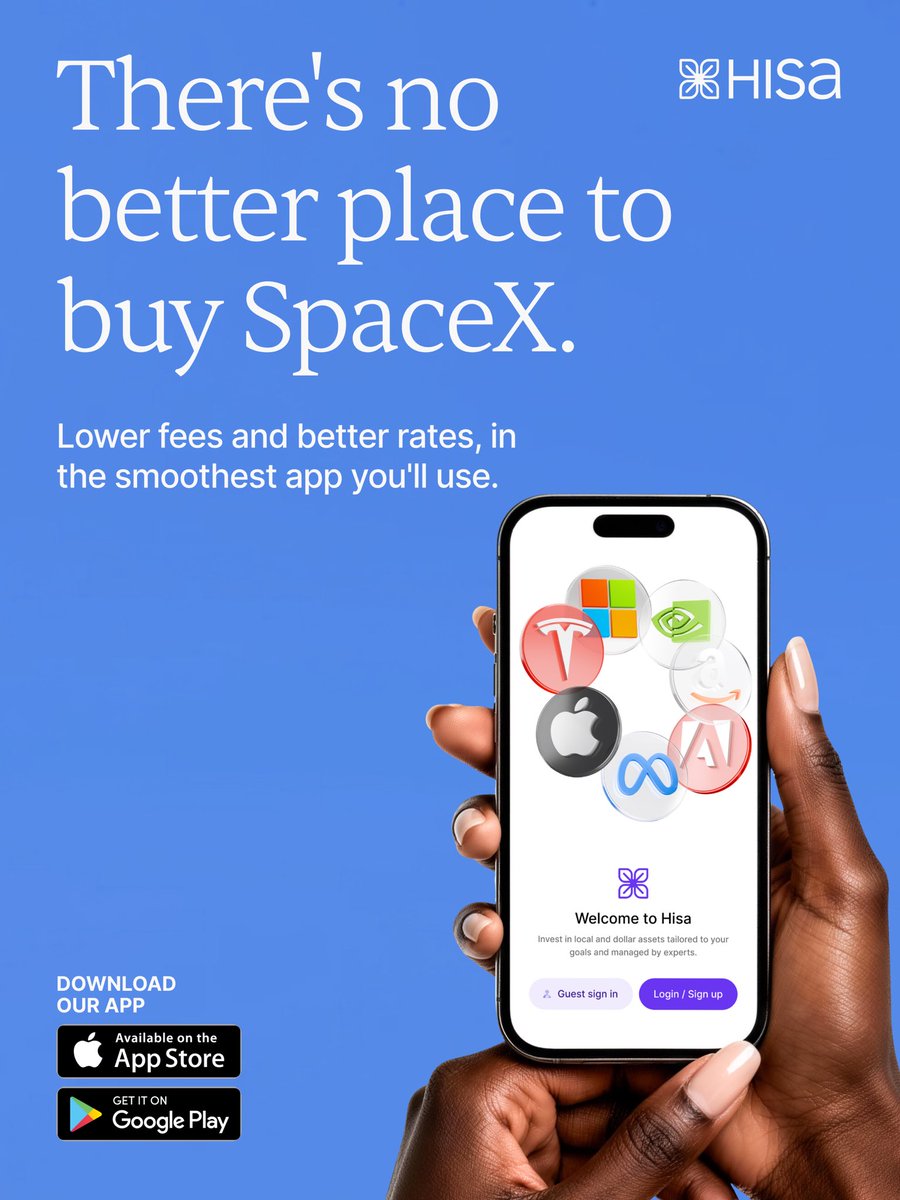 hisanigeria's tweet photo. We hope your Hisa app is ready 👀

There’s no better place to buy SpaceX today. https://t.co/2fpoUlLbkU