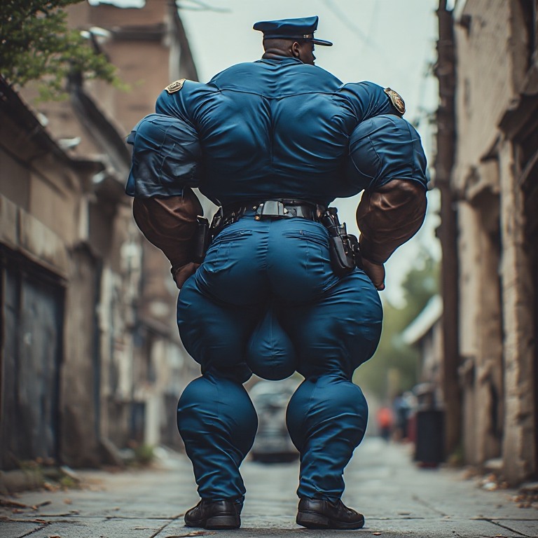 thehuuuge's tweet photo. "Excuse me officer". #aiart #muscleai #musclemonster #hugemuscle #aimuscle #bodybuilderai #hugebulge https://t.co/8EwxUOXO8i