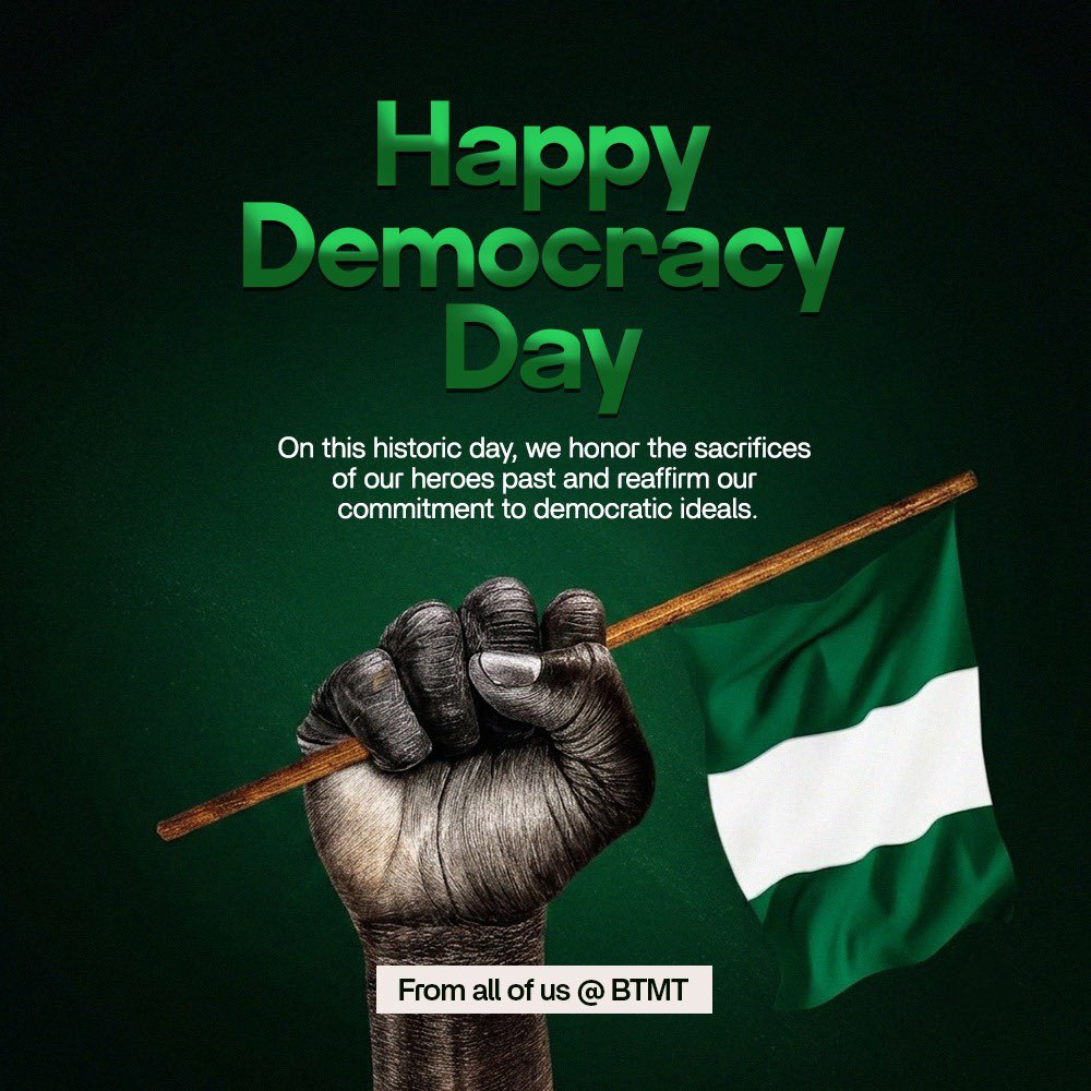 F3_LIX17's tweet photo. Democracy is not just a system of government; it is the voice and will of the people. Happy Democracy Day, Nigeria. https://t.co/NjmpHq5n1H