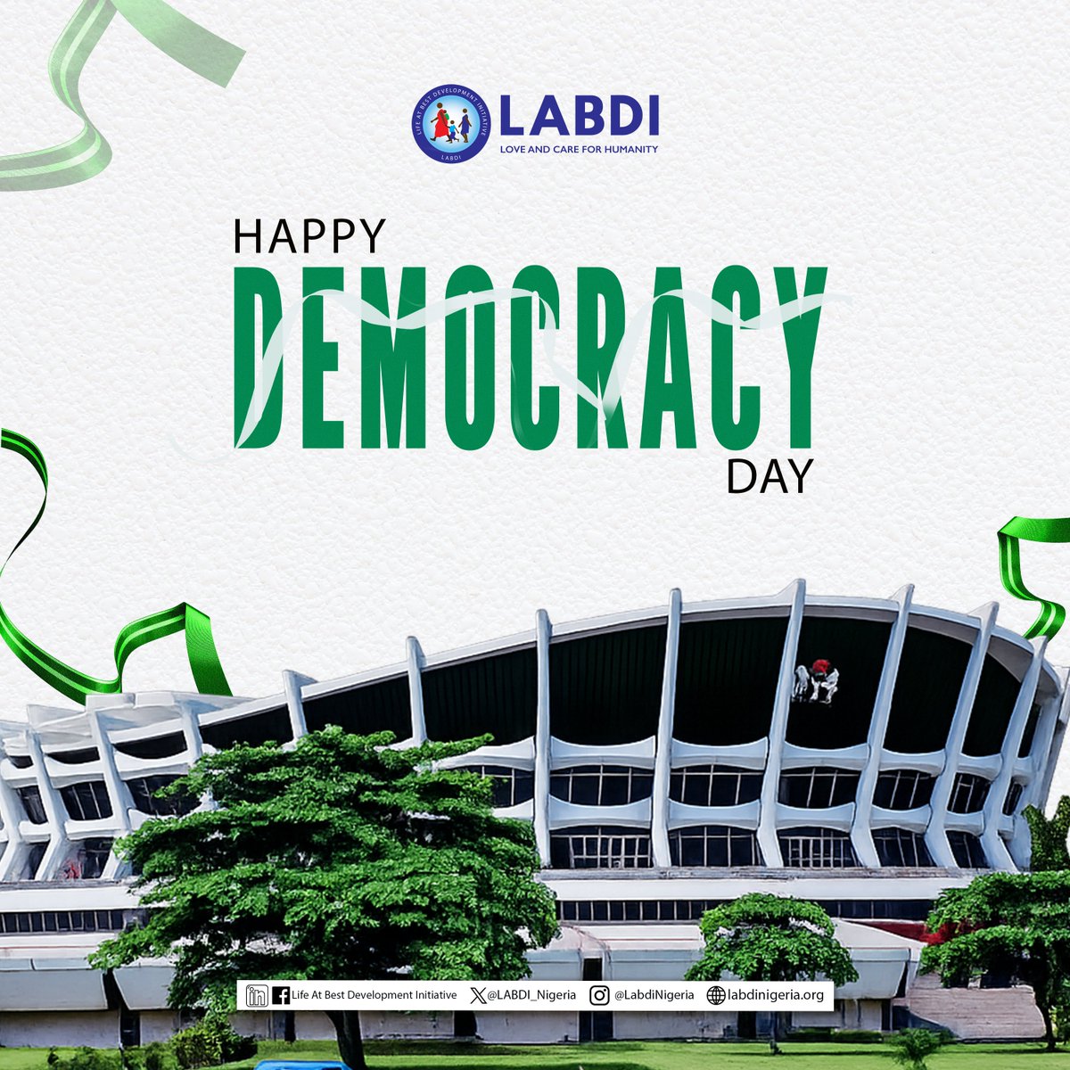 Labdi_Nigeria's tweet photo. Celebrating Democracy. Honouring Progress. Inspiring Hope.

Happy Democracy Day from all of us at @Labdi_Nigeria.

#DemocracyDay2026 #HappyDemocracyDay #Nigeria #DemocracyDayNigeria https://t.co/h3daKvq2xN