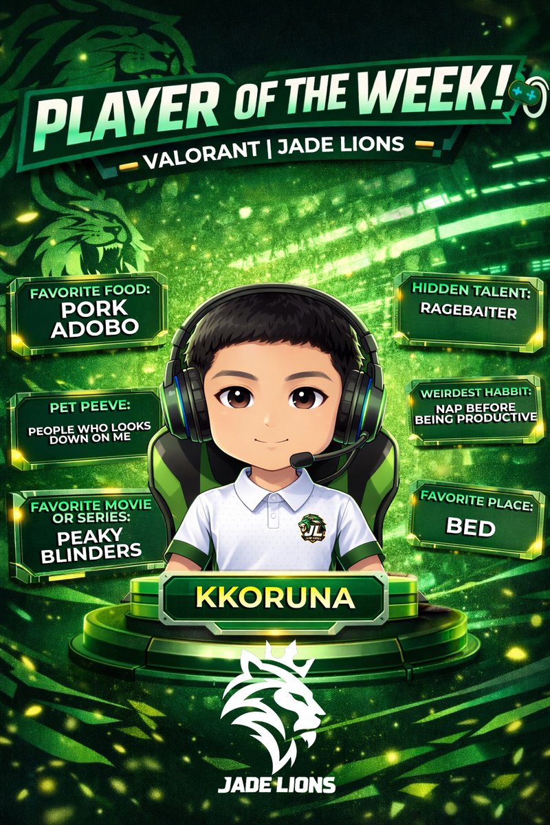 JadeLionsOrg's tweet photo. Our player of the week
Which of these facts surprised you the most?
Show some love for tis player of the week and drop your answers below
#jadelions #valorant #playeroftheweek https://t.co/UThEeLHg1j