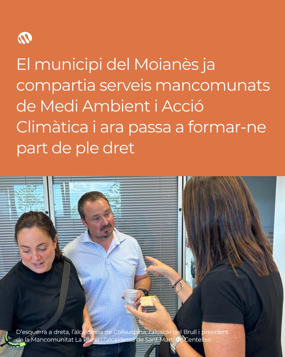 Mancoplana's tweet photo. 🤝 La #Mancomunitat reforça el model de cooperació amb la incorporació de #Collsuspina

L’ Assemblea General ha formalitzat l’entrada de ple dret del municipi del Moianès, culminant un procés de col·laboració que ja existia des de feia anys, especialment en l’àmbit de Medi Ambient i Acció Climàtica.

✅ Amb aquesta incorporació, la Mancomunitat passa a estar integrada per 14 pobles, 13 d'#Osona i 1 del #Moianès, consolidant un model de cooperació que treballa per oferir serveis públics eficients i de qualitat al territori

ℹ️ Més info: https://t.co/43qDSnGkfO

🤝 #CuidemElsPobles
