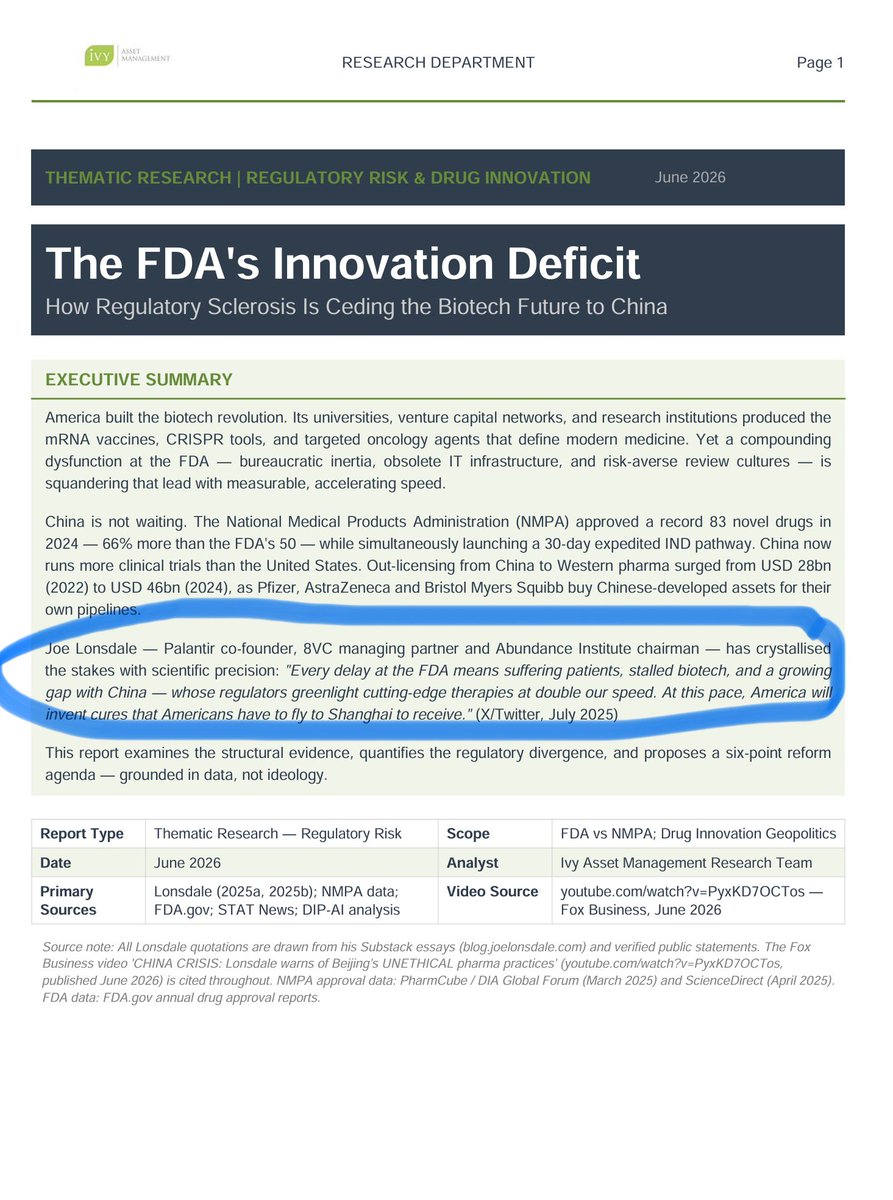 Brucekmain's tweet photo. Molasses over-regulation is leading to other global agencies  and companies taking America’s prime position, it’s ludicrous beuracracy! @DrPatrick listen to what @JTLonsdale says spot on! @richadcock @Ziyaggy @zmickyzee1 @stoffie54 https://t.co/bg1Rlb6ubC