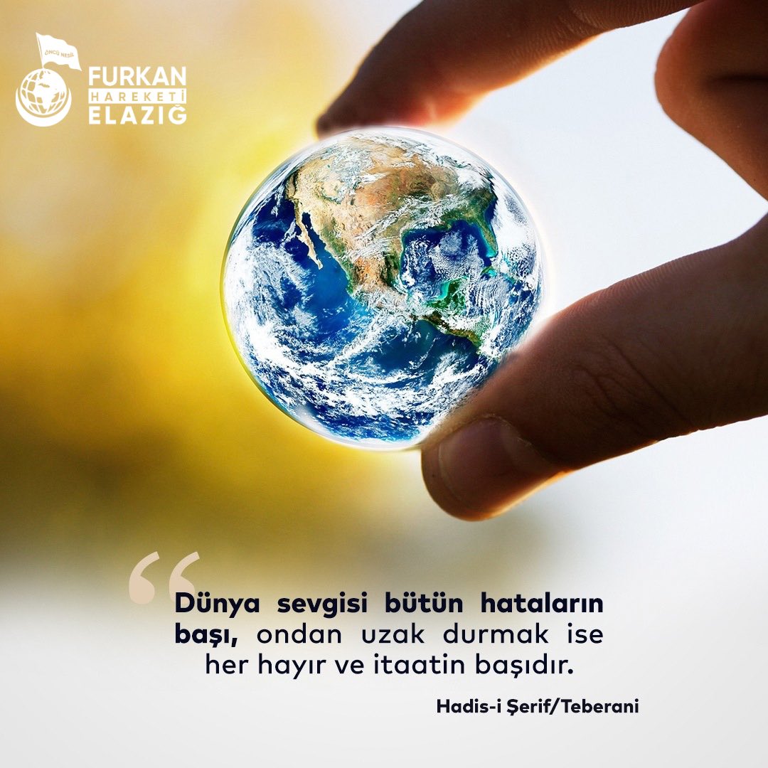furkanhelazig's tweet photo. Dünya sevgisi bütün hataların başı, ondan uzak durmak ise her hayır ve itaatin başıdır.

              Hadisi Şerif/Taberani

#Hayırlıcumalar
#Elazığ https://t.co/0lyFDUfLzA