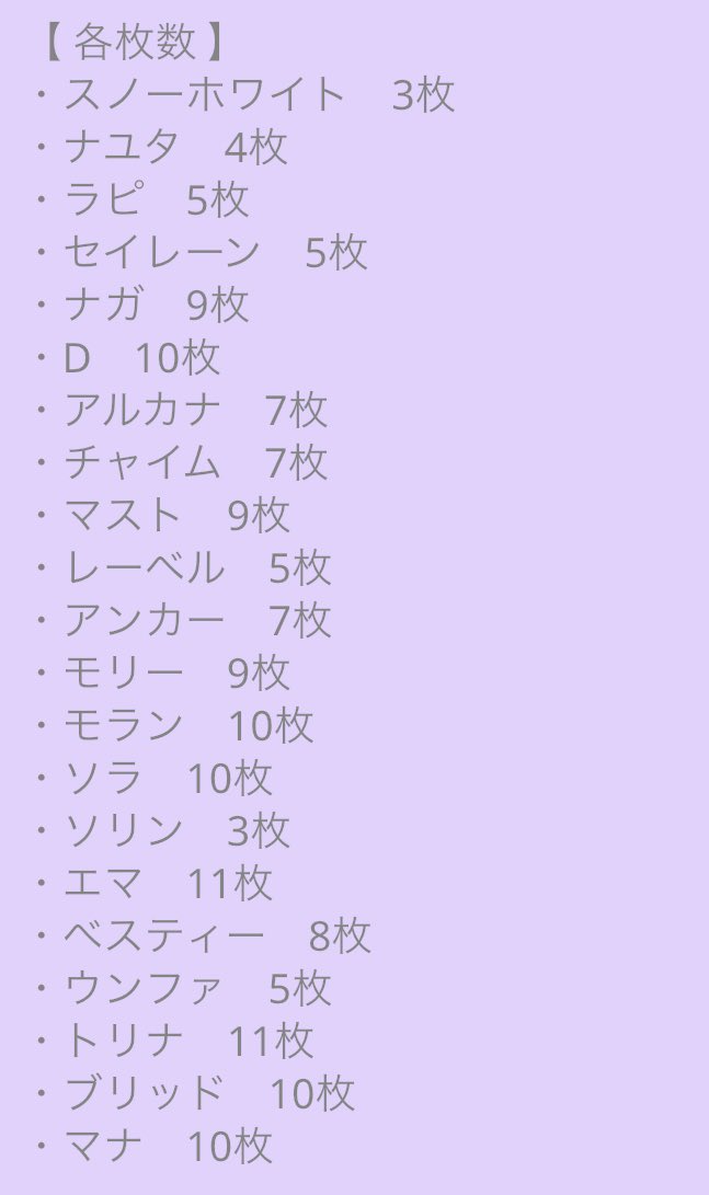 Kur0n_19's tweet photo. 【交換 / 譲渡】NIKKE メタリックパスコレクションver4

〔譲〕 画像の物
スノーホワイト、ナユタ、ラピ、セイレーンetc…

〔求〕 リバーレリオ>110円＋送料

↑に名前がある子は1：1の交換希望です
その他の子は2：1、3：1など可能です！

郵送or匿名発送 希望です📮𓈒𓂂𓇬
お気軽にお声掛けください https://t.co/HKwU5jqFdJ
