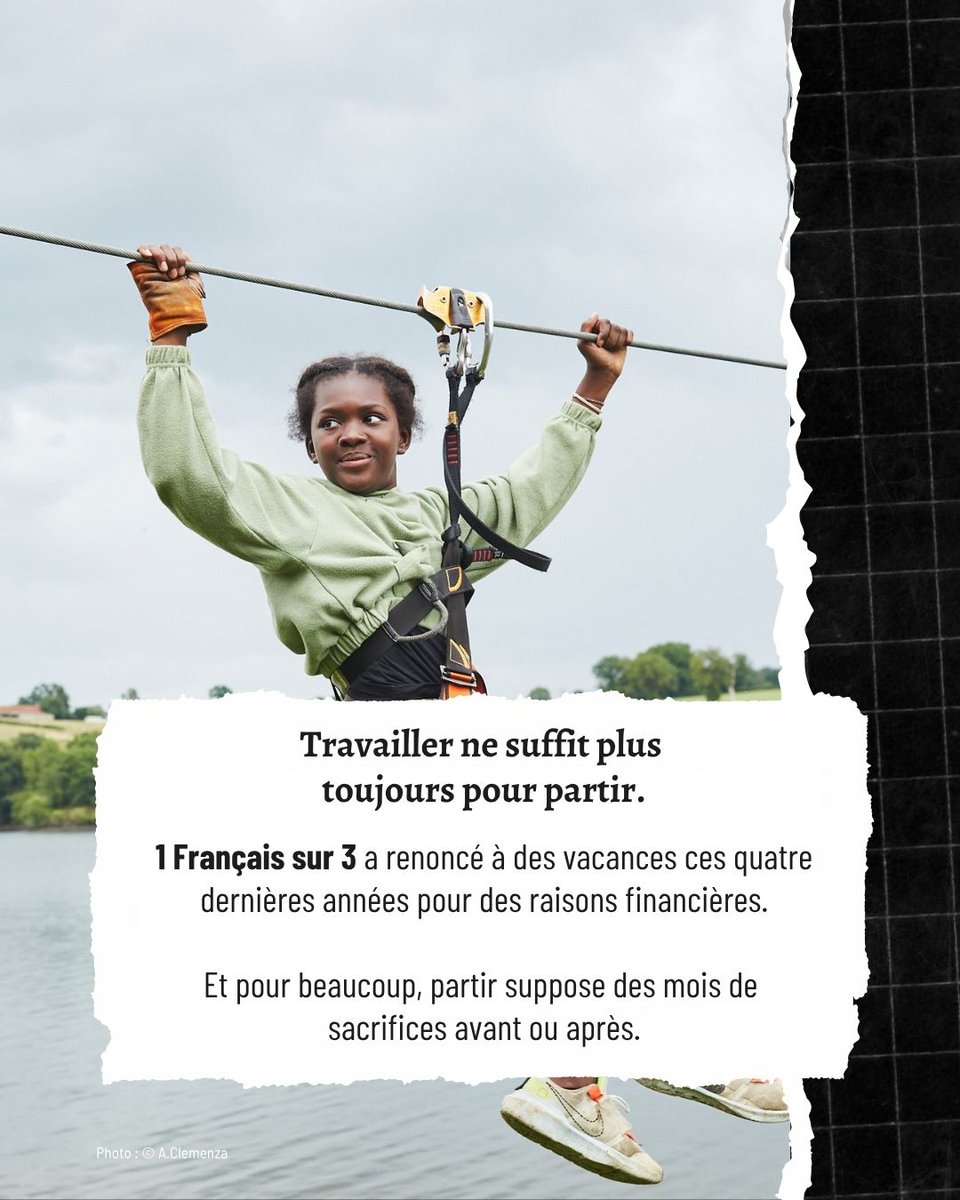 SecoursPop's tweet photo. (1/2)

51 % des Français ont déjà renoncé à partir en vacances pour payer des dépenses essentielles.

90 ans après les premiers congés payés, les vacances ne sont toujours pas un droit effectif pour tous. Pourtant, elles sont essentielles pour souffler, se retrouver en famille et ouvrir les horizons.