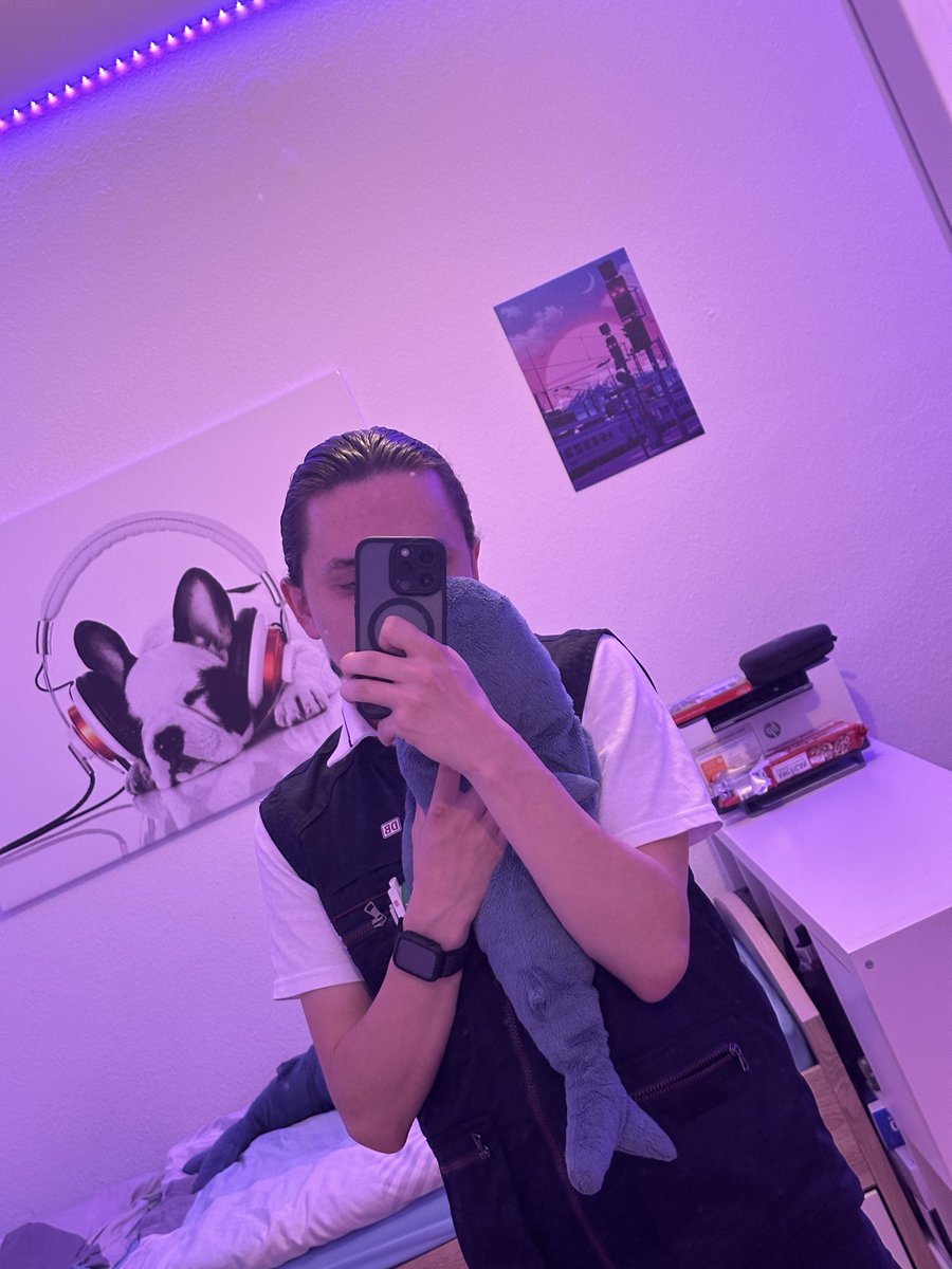 icfemboy's tweet photo. Silly Catboi hugging his Blåhaj goodbye before work <3 https://t.co/05Mjd77Z8u