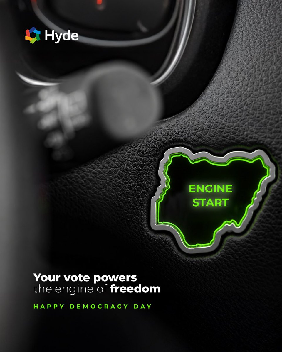 HydeEnergyLtd's tweet photo. Every journey needs a push to start
This Democracy Day, your vote is that ignition, the one thing that gets the engine of freedom running.
Use it.
Happy Democracy Day from all of us at Hyde Energy.

#HydeEnergy #DemocracyDay #YourVoteCounts #EnergyYouCanRelyOn https://t.co/7l0iT3SaUE