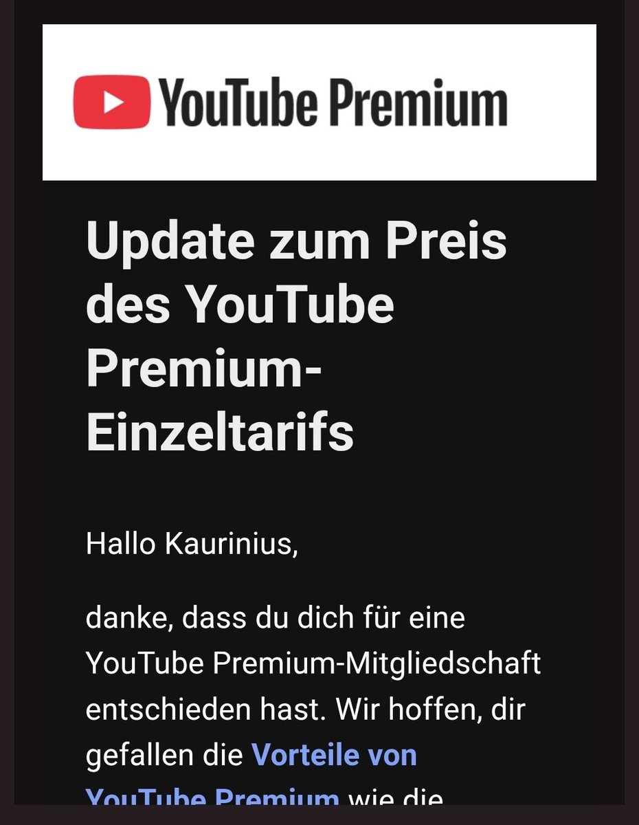 Kaurinius's tweet photo. Youtube möchte jetzt tatsächlich mit den Preisen für YouTube-Premium nach oben gehen, und wie ich auch schon in der Vergangenheit gesagt habe werde ich daher in Zukunft kein YouTube mehr schauen. https://t.co/Tnt5krWQ8F