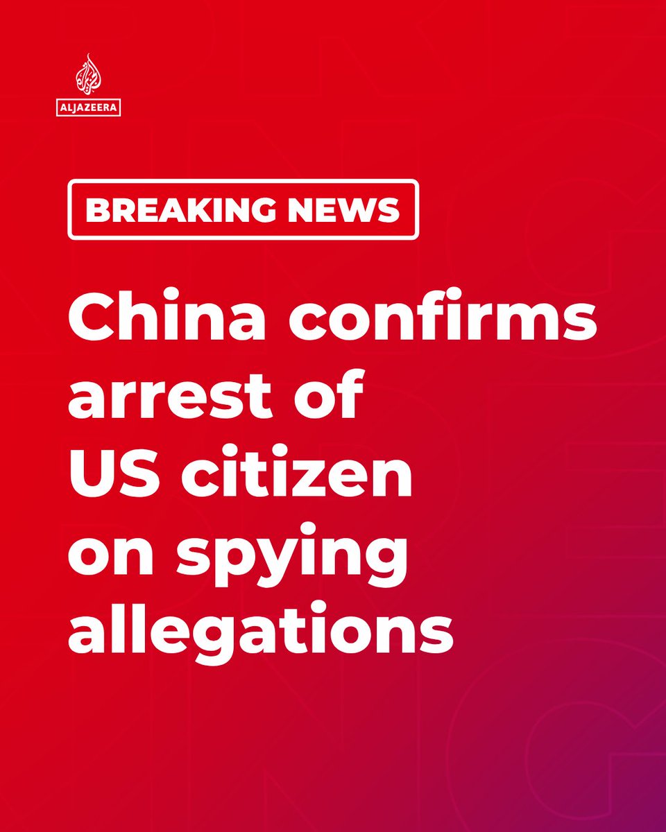 AJENews's tweet photo. BREAKING: China's foreign ministry confirmed the arrest of US citizen U Min Zin, saying he is suspected of espionage and endangering China's national security.

🔴 More on https://t.co/hGzrK2N8WC https://t.co/J5BOCntwlM