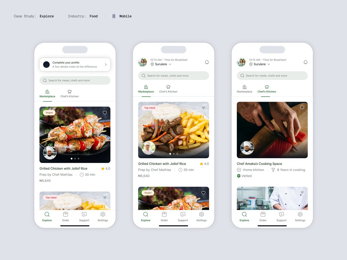 hello_abubakri's tweet photo. The Explore screen makes or breaks a marketplace app
Two content models, one navigation pattern that just works
#uxdesign #productdesign #foodtech #appdesign https://t.co/6f1JR3SkON