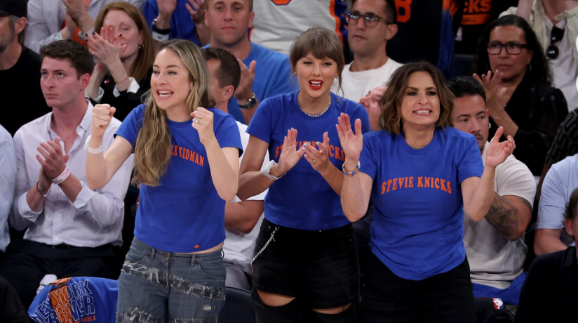cr8urOwnReality's tweet photo. #TaylorSwift watched Game 4 of the #NBA Finals from courtside on 10 June 2026, turning heads alongside the HAIM sisters (Alana Haim and Este Haim) in their custom punny T-shirts🥳 https://t.co/RbtgdoXK5W