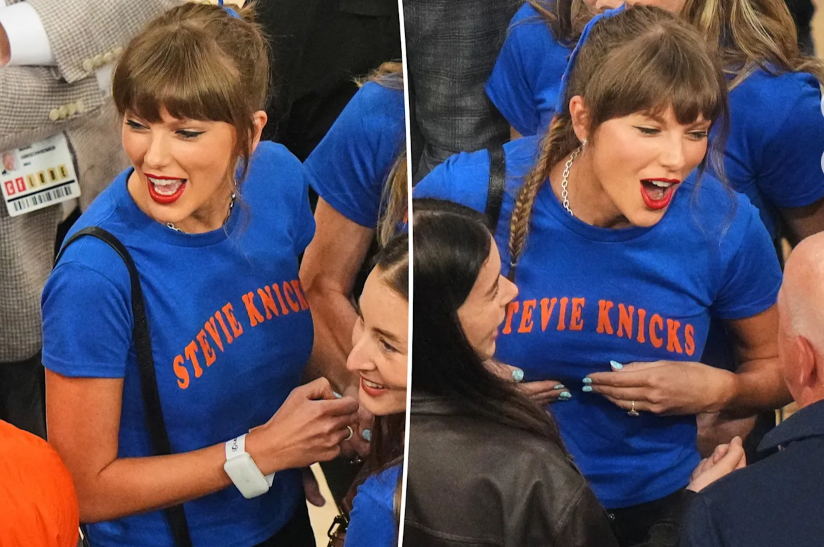 cr8urOwnReality's tweet photo. #TaylorSwift watched Game 4 of the #NBA Finals from courtside on 10 June 2026, turning heads alongside the HAIM sisters (Alana Haim and Este Haim) in their custom punny T-shirts🥳 https://t.co/RbtgdoXK5W