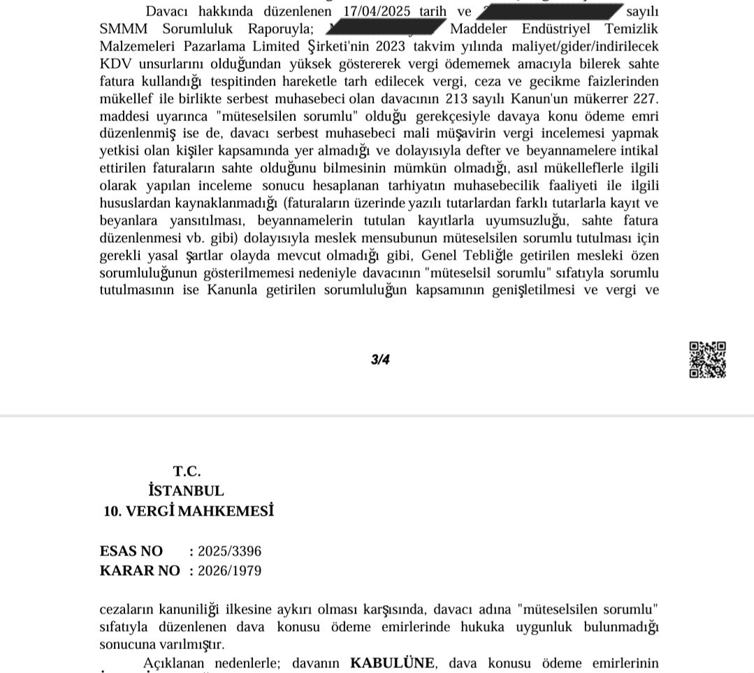 vergiyargilama's tweet photo. SMMM'ler hakkında oluşturulan olumsuz algıya inat aleyhlerinde yapılan haksız işlemleri iptal ettirmeye devam ediyoruz.

Bir mükellefin avukatı ve doktoru nasıl yaptığı işlerden sorumlu tutulmuyorsa, mali müşaviri de, danışmanlığını yaptığı ya da defterini tuttuğu mükellefin eyleminden sorumlu tutulamaz.