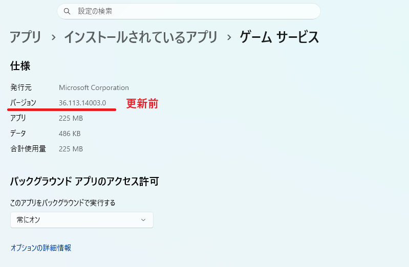 folonium's tweet photo. 私の環境（PC：Steam）のゲームサービスのバージョンは36.113.14003.0だった。Microsoft Storeアプリから「更新プログラムの確認」で更新したら、37.114.10001.0に更新された。ストアアプリの更新は頻繁に行わないからこれでFH6のセーブデータが消えるかもというのは怖いな。 https://t.co/gWePYX351N