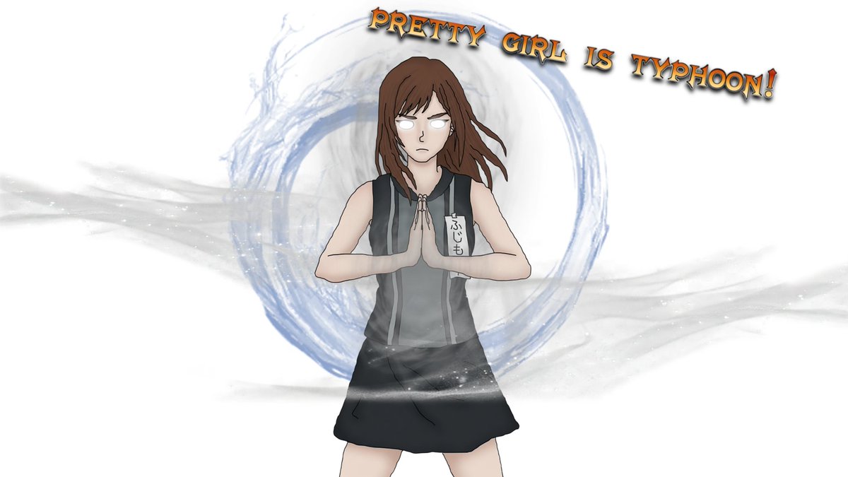 Dizzydennis's tweet photo. Pretty Girl Is Typhoon!

It's Fujimoto Miki drawn as Typhoon God Mikitty.

I suddenly had this dumb idea from my favorite Morning Musume episode and had to make it real. https://t.co/dUs8UvyejR