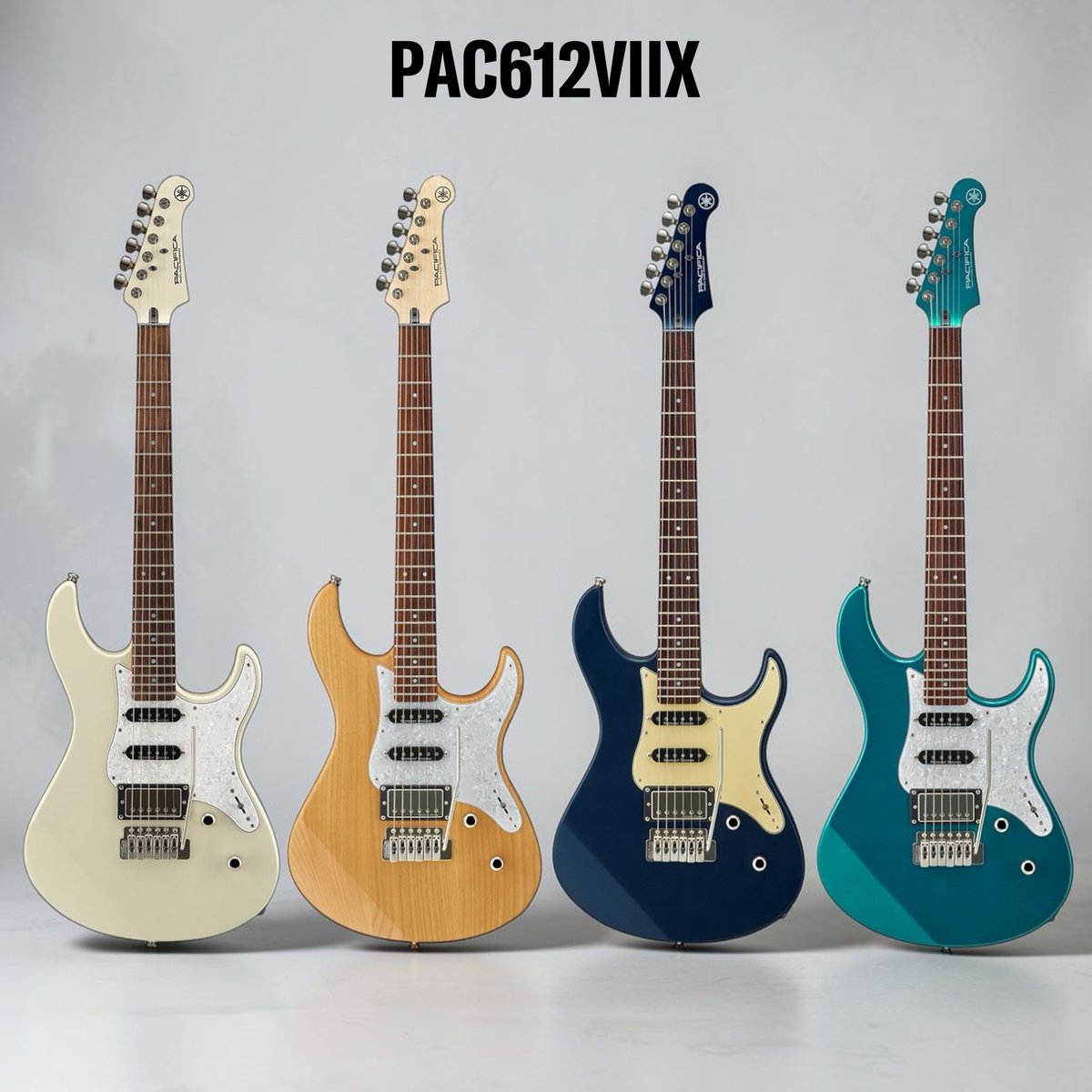 yamahaguitar_jp's tweet photo. ◥◣ PACIFICA 612 ◢◤

今日は6月12日なので、昨日の611に引き続き
▶️PACIFICA 612VⅡFM
▶️PACIFICA 612VⅡ X
▶️PACIFICA 612VⅡFM X 
の3種を紹介✨

SSHピックアップ構成・カスタム仕様の超実践的パシフィカ💪
レコーディングやライブでも活躍する信頼性の高いパーツや仕様を採用💁

✅ピックアップはフロント・センターにSeymour Duncan SSL-1、リアにはCustom5を搭載。
✅Grover製Lockingチューナー採用
✅グラフテック TUSQ ナットとリテイナー採用

✨612VⅡFM / 612VⅡFMX はボディトップ&ヘッドに美しいフレイムメイプル
✨612VⅡXはモダンなカラーをマッチングヘッドで採用

あなたの好きな機種・カラーを教えてください💁

製品詳細🔽
https://t.co/A5Hn28YhQM