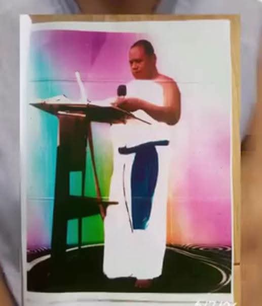 Kene_Nnewi's tweet photo. The popular "fake" pastor Harrison Charles Anazodo, the general overseer of Dayspring assembly in Awada has been allegedly arrested by the men of Anambra State Udogachi security outfit. 

He was arrested around 7pm on Wednesday after the security operatives intensely searched for him in his place of worship. The Search reportedly lasted for over 5hours before Udogachi men got hold of him. 

Recall that this pastor is accused of forcefully taking people's wives, swapping wives of church members and even marrying under age girls. He is currently holding the record of marrying over 55 wives while still answering a "pastor" .